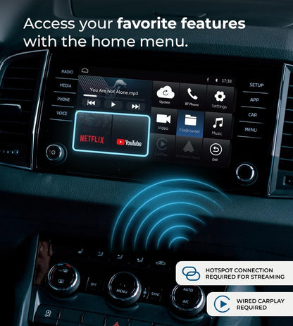 AI Box Lite Air – Wireless Adapter for Factory Carplay – Stream Personal Media & Online Apps via Phone Hotspot – Fast Plug & Play Performance – Works with Authorized Accounts