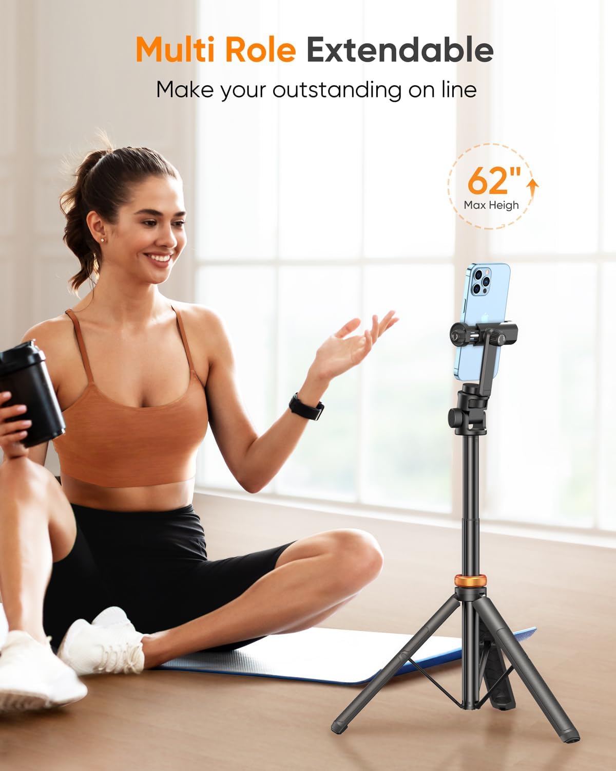 Newest 62" Phone Tripod, Tripod for Iphone & Selfie Stick Tripod with Remote, Extendable Phone Tripod Stand & Travel Tripod, Solidest Cell Phone Tripod Compatible with Iphone/Android