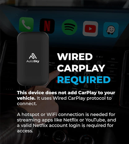 AI Box Lite Air – Wireless Adapter for Factory Carplay – Stream Personal Media & Online Apps via Phone Hotspot – Fast Plug & Play Performance – Works with Authorized Accounts