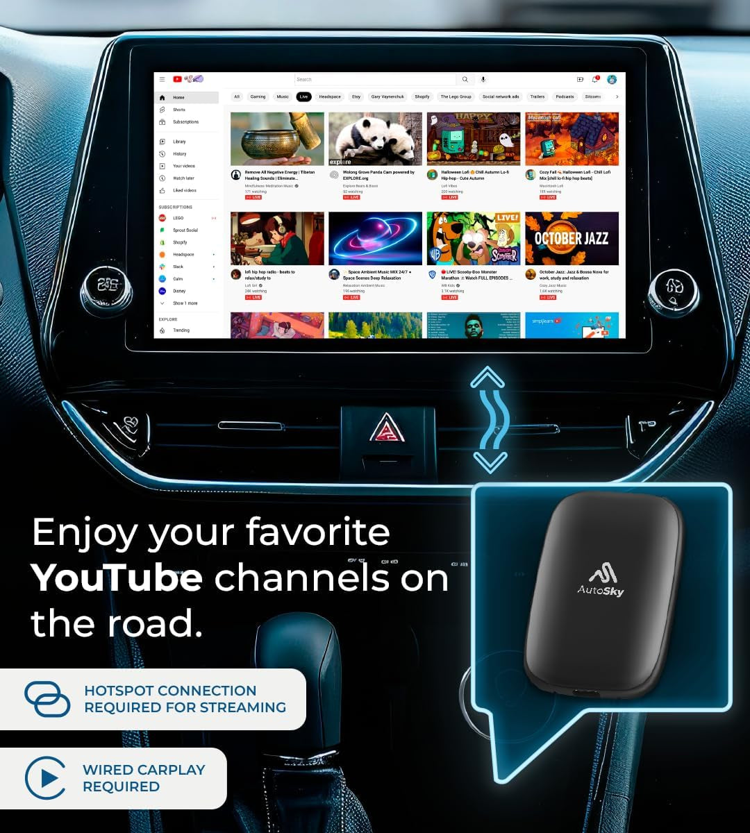 AI Box Lite Air – Wireless Adapter for Factory Carplay – Stream Personal Media & Online Apps via Phone Hotspot – Fast Plug & Play Performance – Works with Authorized Accounts
